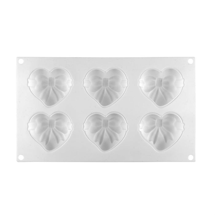 2 3/4" Heart w/ Bow Silicone Baking & Freezing Mold - 6 Cavity - NY Cake | Cake Decorating & Baking Supplies