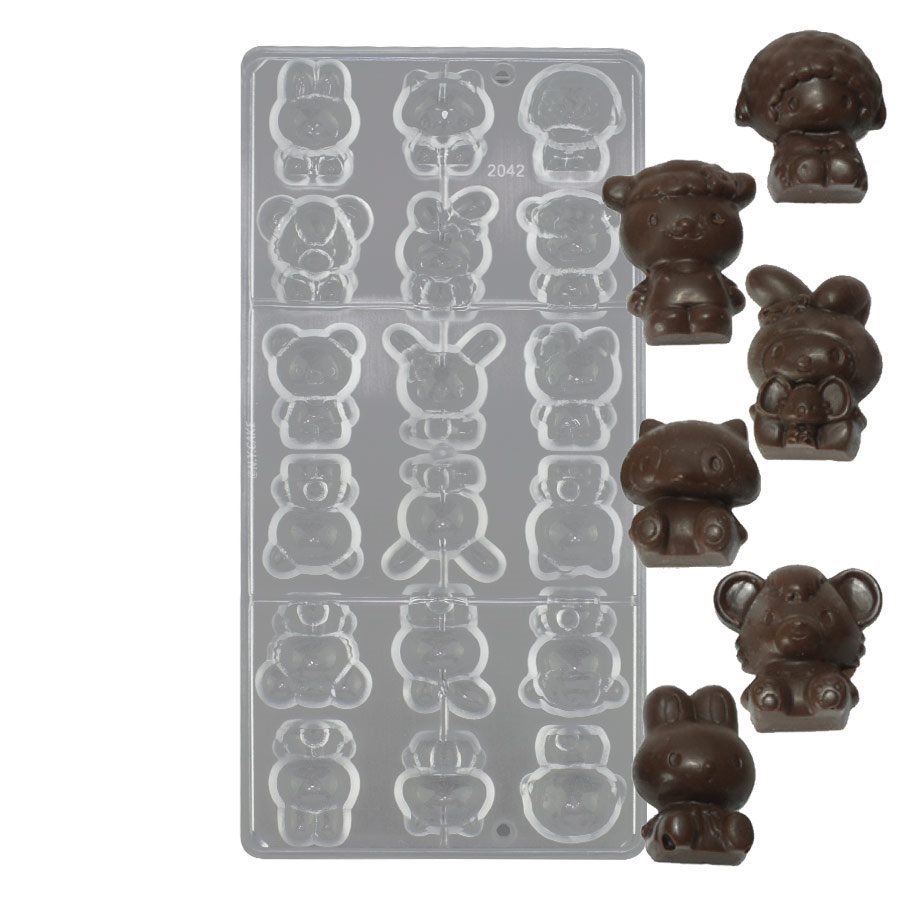 Professional Polycarbonate Geometric Teddy Bear Chocolate Mold