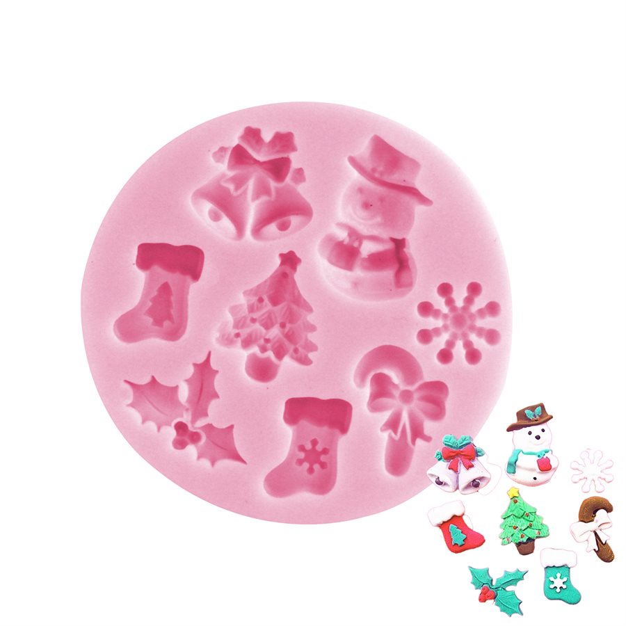 Creative Christmas Cake Mold Fondant DIY Snowflake Snowman Sock Cake  Silicone Mold Sugar Craft Baking Tools Kitchen Decorations