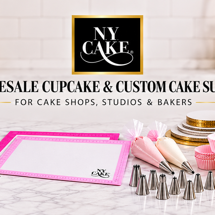 NY Cake wholesale cupcake and custom cake supplies with cake pans, silicone mats, piping tools, cupcake liners, boxes and decorated cakes.