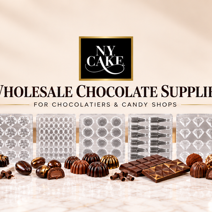 NY Cake wholesale chocolate supplies with polycarbonate molds, bonbons, bars and truffles for chocolatiers and candy shops.
