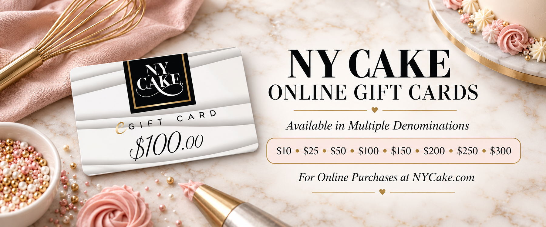 NY Cake online gift card for baking and cake decorating supplies