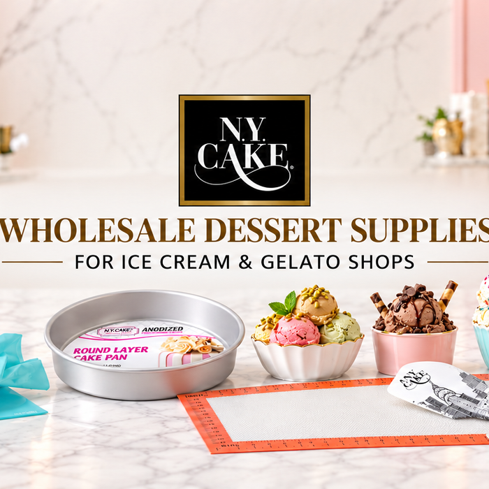 NY Cake wholesale dessert supplies, professional tools and finished ice cream treats for ice cream and gelato shops.