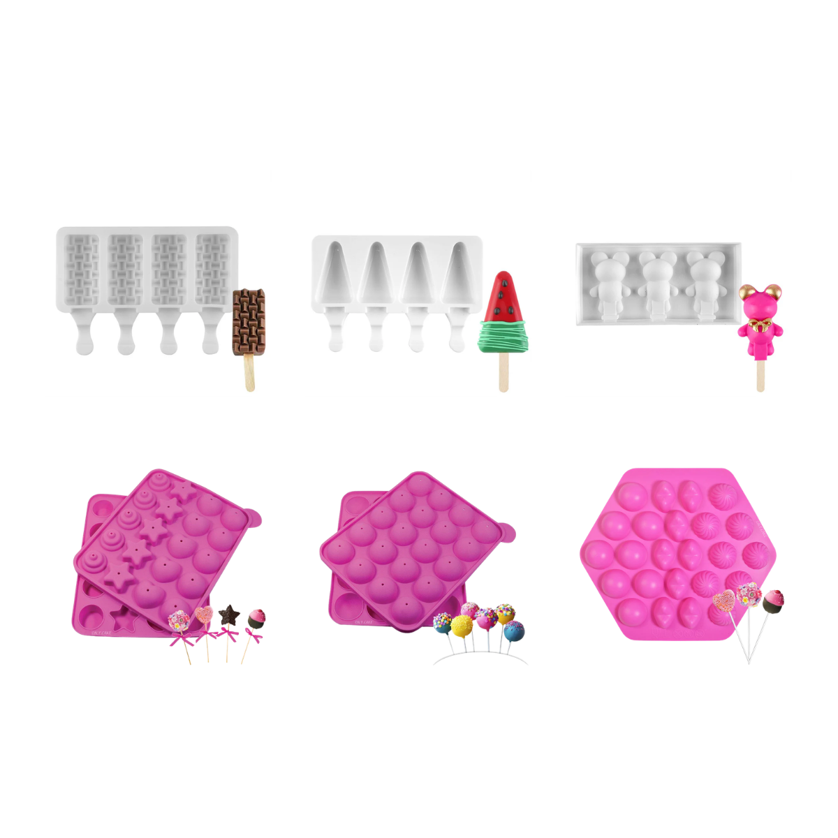 silicone cakesicle molds and cake pop molds for chocolate treats and cake pops
