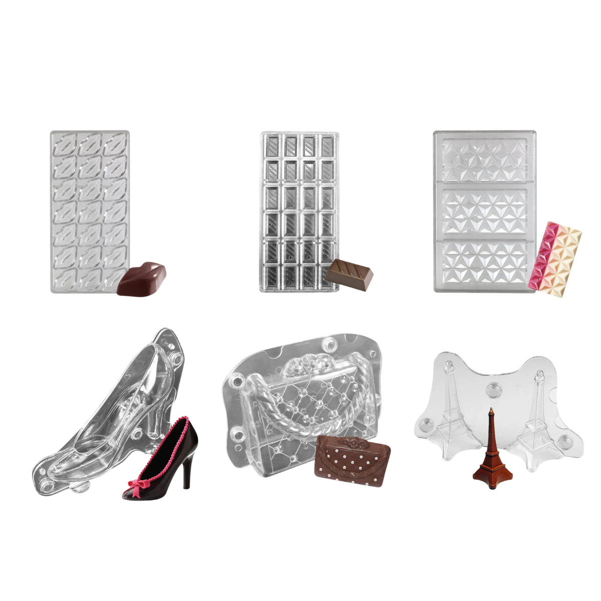 Polycarbonate chocolate bonbon mold tray for professional candy and chocolate making