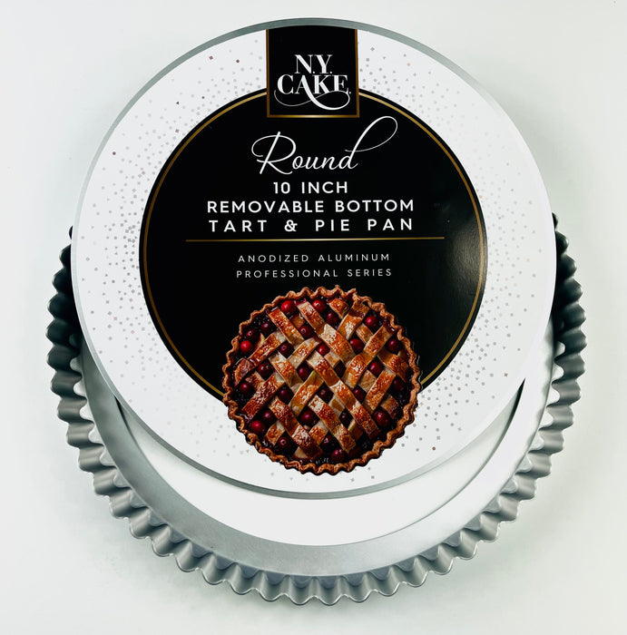 10 inch aluminum tart pan with removable bottom and fluted edge for baking tarts and pies