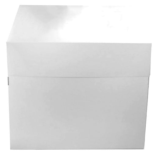10x10x10 white 2-piece cake box for tall layer cakes, bakery packaging, cupcakes, pastries, and decorated cake transport.