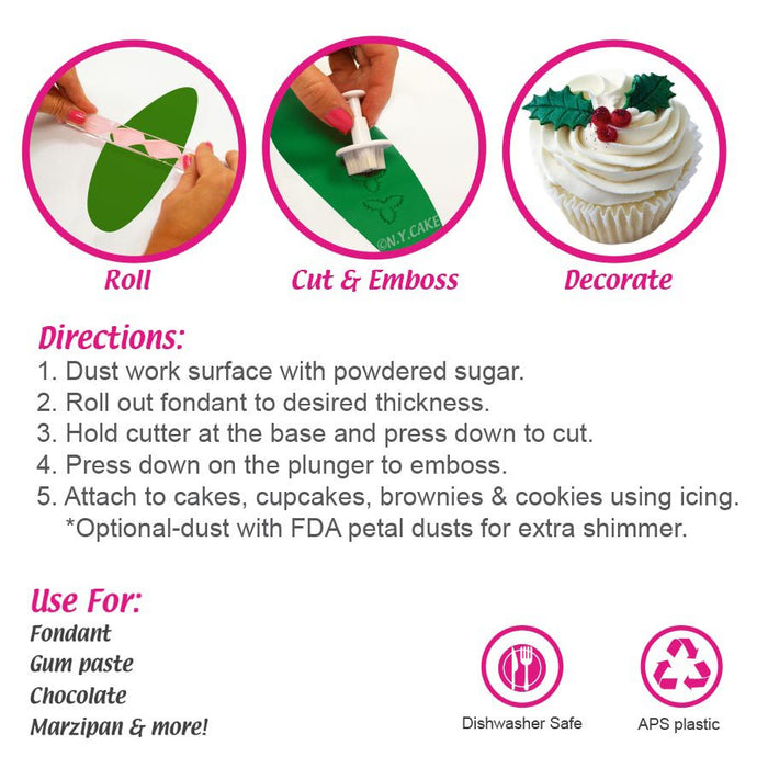 Holly Leaf Plunger - 2 in 1 - NY Cake | Cake Decorating & Baking Supplies