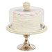 12.25 inch silver pearl cake stand with glass dome for dessert display