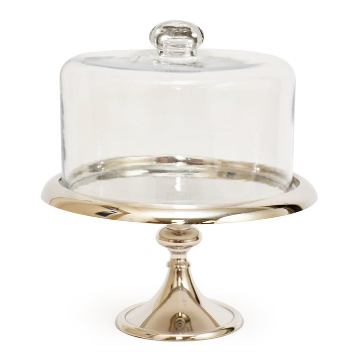 12 inch silver cake stand with glass dome for dessert display