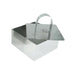 Square stainless steel mousse mold 3 1/8 inch with press insert for layered desserts and pastry presentation
