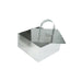 Square stainless steel mousse mold 2 5/8 inch with press insert for layered desserts and pastry presentation