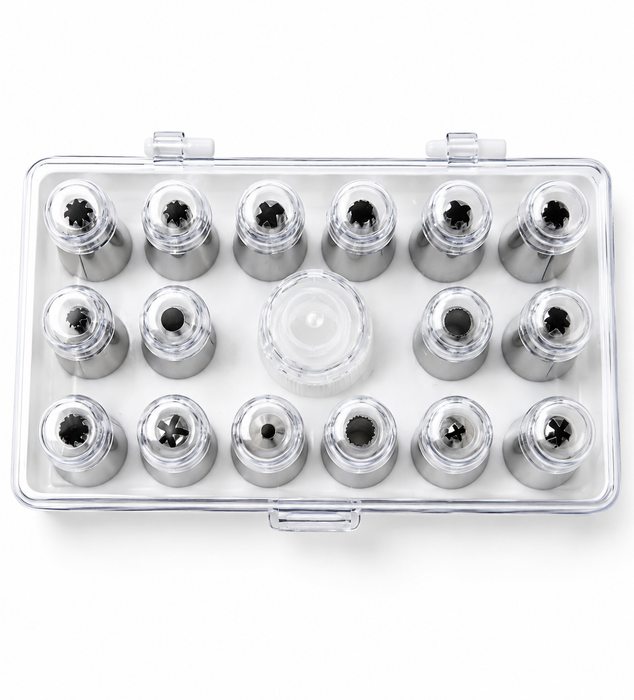 16 Pcs Stainless Steel Piping Tip Set with Case | Cake Decorating Icing Tips