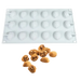 18-cavity walnut-shaped silicone baking mold for chocolates, candies, mini cakes and desserts.