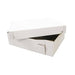 Heavy-duty 18 x 18 x 7 inch white corrugated two-piece cake box for transporting large cakes, cupcakes, pastries, and bakery desserts.