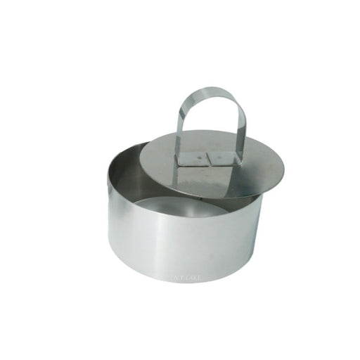 Round stainless steel mousse mold 2 3/8 inch with press insert for layered desserts and pastry presentation