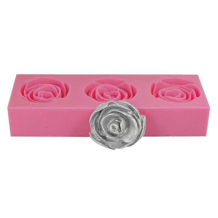 3D rose silicone fondant mold for creating realistic flower decorations for wedding cakes, cupcakes, chocolate and gum paste.