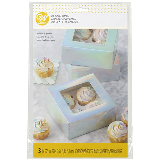 Iridescent Cupcake Box 4 Cavity-3ct - NY Cake | Cake Decorating & Baking Supplies