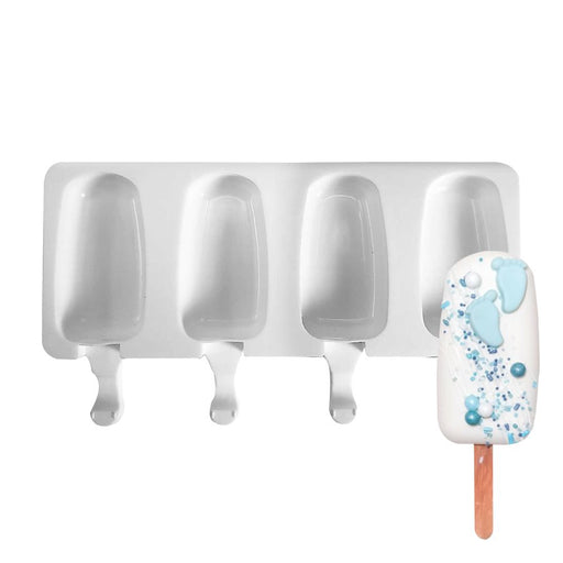 White premier shape silicone cakesicle mold with 4 cavities for ice cream pops, cakesicles, frozen desserts, and chocolate treats by NY Cake®