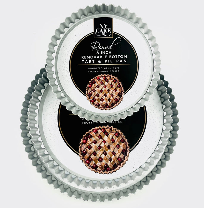 6 inch aluminum tart pan with removable bottom and fluted edge for baking tarts and pies