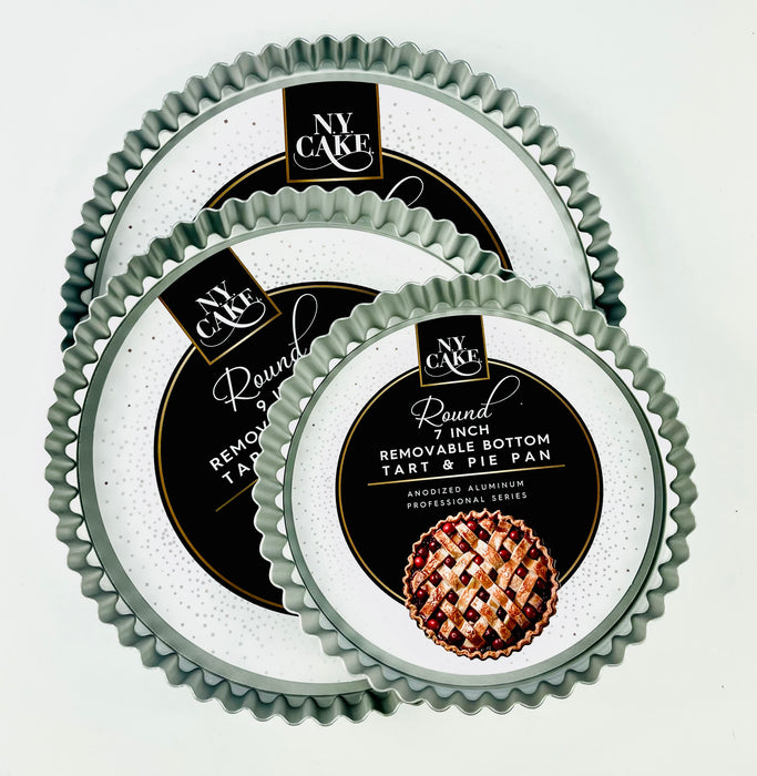 7 inch aluminum tart pan with removable bottom and fluted edge for baking tarts and pies