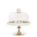 8.5 inch silver pearl cake stand with glass dome for dessert display