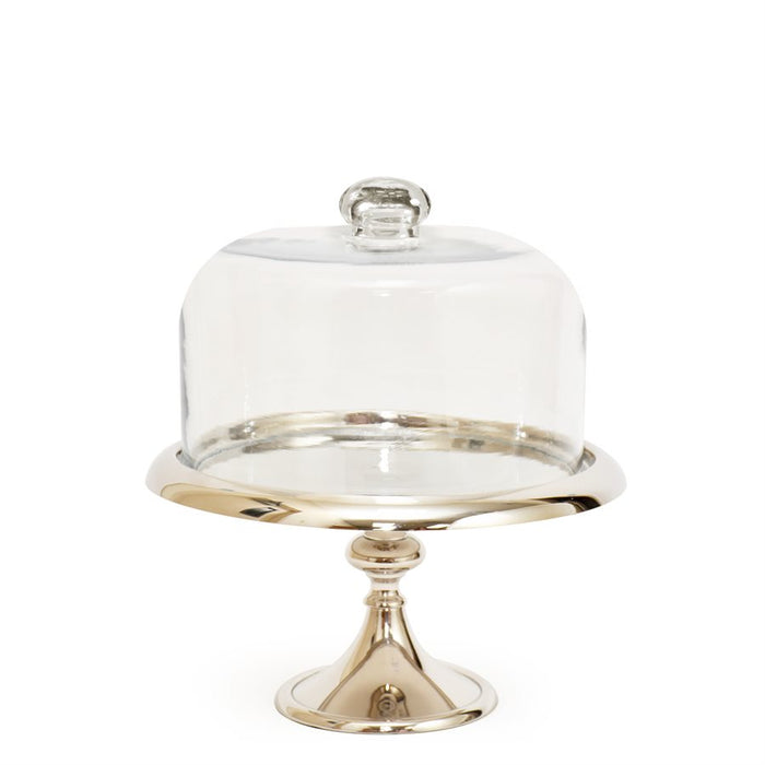 8 inch silver cake stand with glass dome cover for dessert display