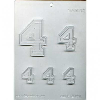 Collegiate Number 4 Chocolate Candy Mold - NY Cake | Cake Decorating & Baking Supplies