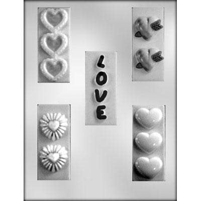 Love with Hearts Chocolate Bar Candy Mold 3 7/8 Inch - NY Cake | Cake Decorating & Baking Supplies