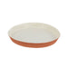 9 1/2 inch disposable tart paper baking mold with terra cotta exterior and white interior for baking pies, tarts and quiches