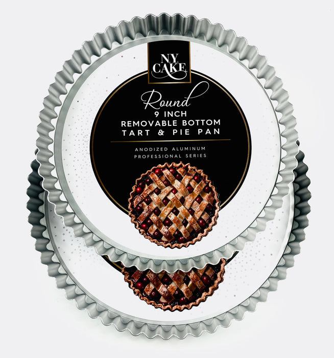 9 inch aluminum tart pan with removable bottom and fluted edge for baking tarts and pies