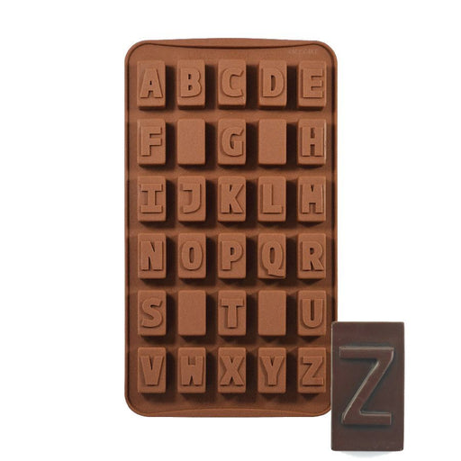 Create personalized chocolates, candies, and fondant decorations with this flexible 30-cavity alphabet silicone mold.
