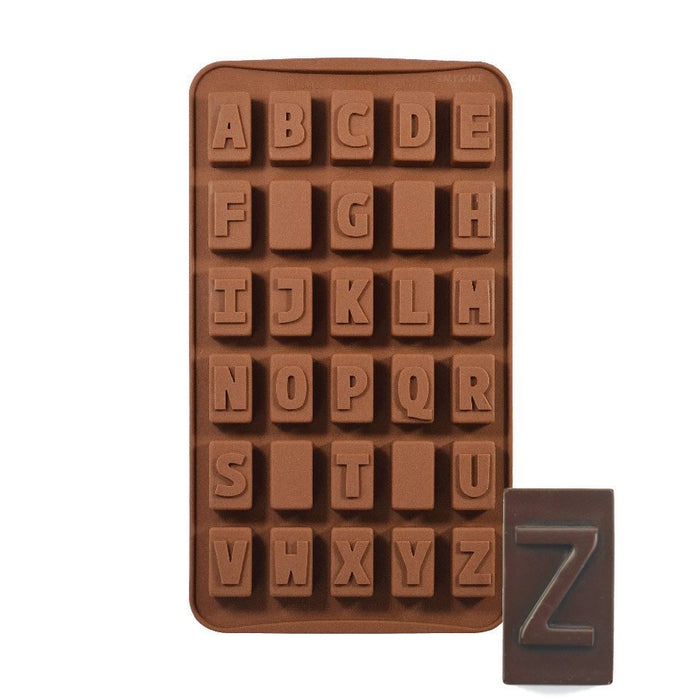 Create personalized chocolates, candies, and fondant decorations with this flexible 30-cavity alphabet silicone mold.