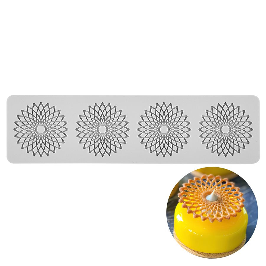 aura lace tuile silicone mold intricate radial cake decoration