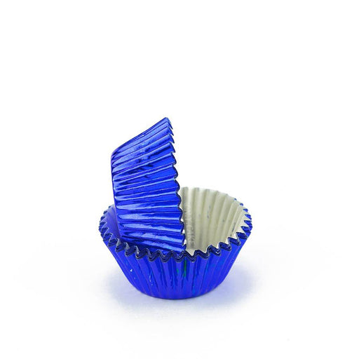 Blue Foil Mini Cupcake Baking Cup Liner - NY Cake | Cake Decorating & Baking Supplies