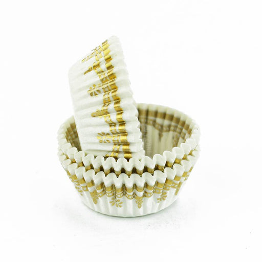 White with Gold Glassine Cupcake Baking Cup Liner - NY Cake | Cake Decorating & Baking Supplies