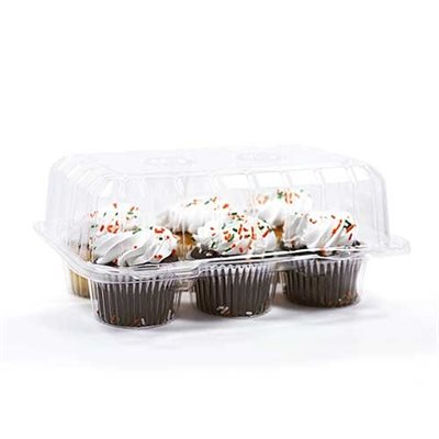 Standard Cupcake Box Clear 6 Cavity Hinge - NY Cake | Cake Decorating & Baking Supplies