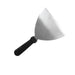 Stainless steel bench scraper with long handle for cutting dough, scraping work surfaces, and professional baking tasks.