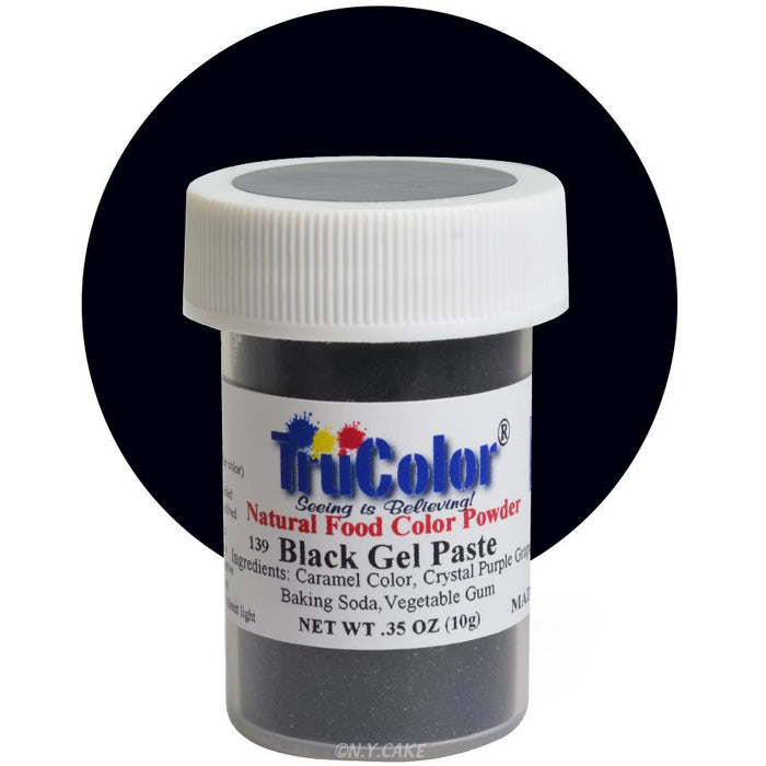 TruColor Black natural gel paste food coloring for buttercream, fondant, cakes, cookies, macarons, and dessert decorating.