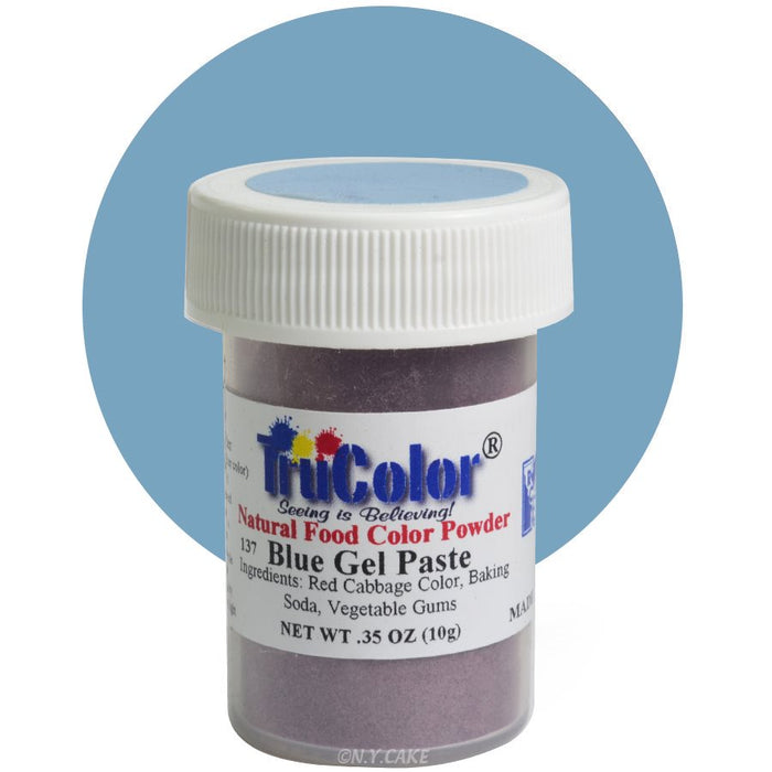 TruColor Blue natural gel paste food coloring for buttercream, fondant, cakes, cookies, cake pops, and dessert decorating.