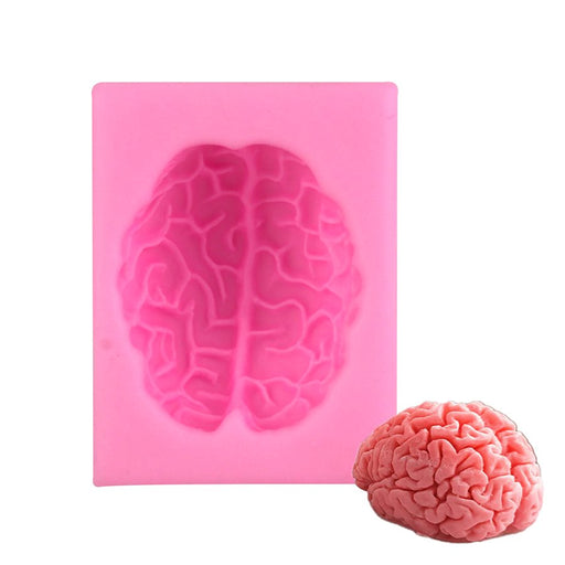 Pink silicone brain mold for making Halloween fondant decorations, chocolates, candy and cake toppers.