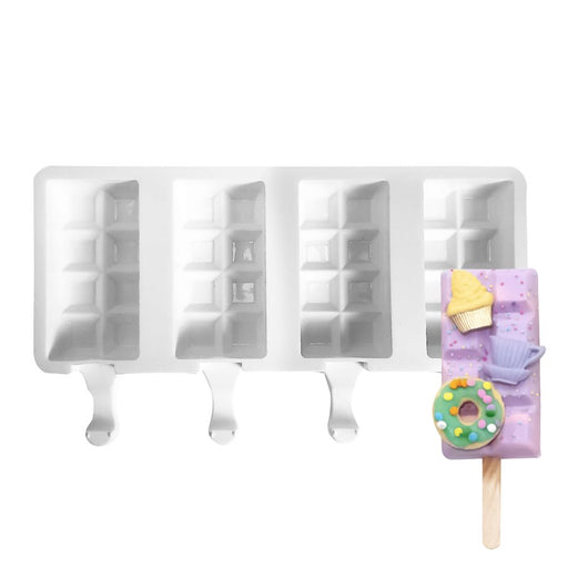 Break away shape silicone cakesicle mold with 4 cavities, cavity size 1 7/8 x 3 1/2 x 1, for cakesicles and ice cream pops
