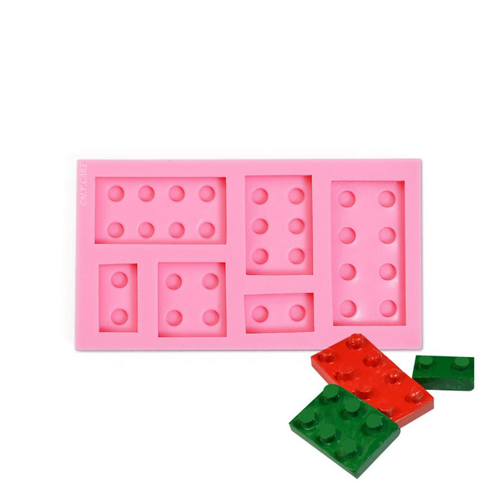 6 cavity building brick silicone mold for chocolate, candy melts, fondant, gum paste, and cake decorating