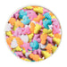 Bright Easter shape sprinkles in assorted pastel colors for desserts