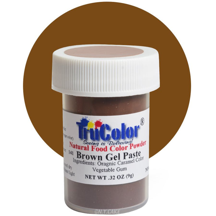 TruColor Brown natural gel paste food coloring for buttercream, fondant, cakes, cookies, chocolates, macarons, and dessert decorating.