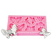Pink butterfly and dragonfly silicone fondant mold for creating detailed cake decorations, cupcake toppers, chocolate accents, and edible dessert embellishments.
