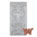 6-cavity butterfly polycarbonate chocolate mold with detailed wings for making decorative chocolates.