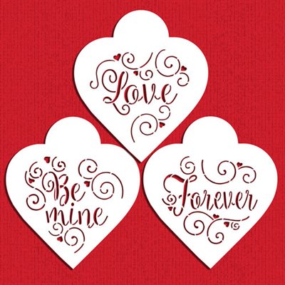 Love, Be Mine, Forever Hearts Cookie Stencil By Designer Stencils - NY Cake | Cake Decorating & Baking Supplies