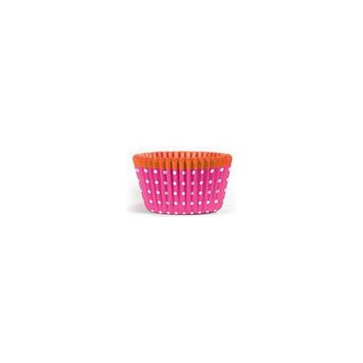 Pink Dots w/ Orange Trim Standard Cupcake Baking Cup Liner -Pack of 32 - NY Cake | Cake Decorating & Baking Supplies