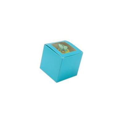 Blue Cupcake Box 3" x 3" x 3" w/ Square Window - NY Cake | Cake Decorating & Baking Supplies